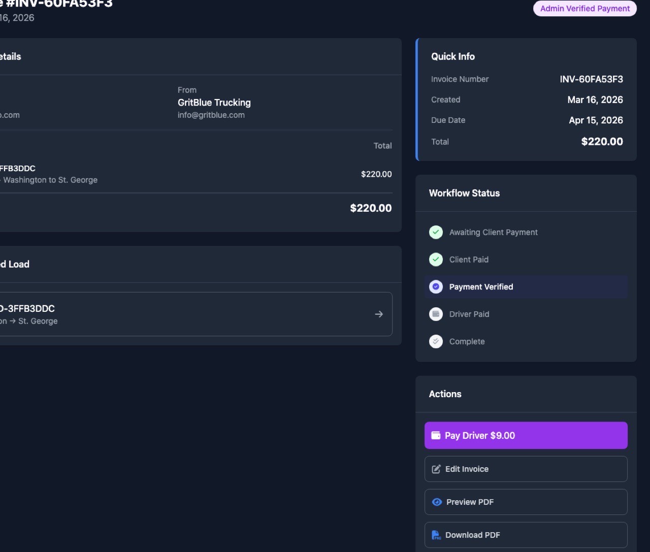 Driver Offer Screen
